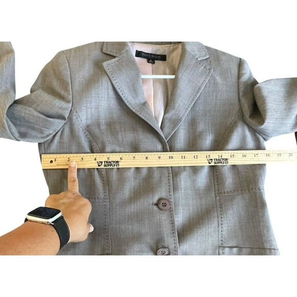 Anne Klein Suit Sz 6 Women's Wool Blend Blazer Jacket Brown Career Office - Picture 8 of 11